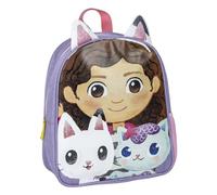 Mochila Infantil Gabby's Dollhouse,Lila,15.5 x 30 x 1 cm,Cierre de Cremallera,Asa Ajustable,Resistente y Duradera,Producto Original Diseñado en España