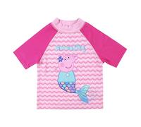 Camiseta de Baño de Peppa Pig para Niña - Color Rosa - Talla 24 Meses - Tejido de Secado Rápido - Estampado de Peppa Disfrazada de Sirena - Producto Original Diseñado en España