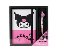 Cerdà Hello Kitty Set de papelería - Cuaderno - Bolígrafo - Diseño Kuromi - Negro y rosa