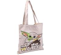 CERDÁ LIFE'S LITTLE MOMENTS Bolso de Algodón Orgánico Baby Yoda-Licencia Oficial Star Wars, Mujeres, Blanco, Mediano