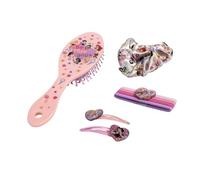 CERDÁ LIFE'S LITTLE MOMENTS, Cepillo Pelo Niña Princesas Disney, Set de 8 Accesorios para el Cabello con 1 Coletero Scrunchie, 4 Gomas de Pelo y 2 Clips Infantiles, Pack de Belleza para Niñas, Rosa