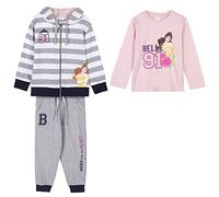 CERDÁ LIFE'S LITTLE MOMENTS Princess 3 Piezas-Conjunto de Sudadera, Pantalon de Chandal y Camiseta Manga Larga-Licencia Oficial, Gris, Regular para Niñas