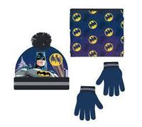 CERDÁ LIFE'S LITTLE MOMENTS 3 Piezas de Batman-Conjunto Gorro, Braga y Guantes de Invierno para Niño de Color Azul-Licencia Oficial, Talla única para Niños
