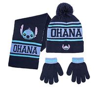 CERDÁ LIFE'S LITTLE MOMENTS - Conjunto de 3 Piezas de Stitch - Conjunto Gorro, Braga y Guantes de Invierno para Niño de Color Azul - Licencia Oficial Disney