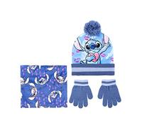 CERDÁ LIFE'S LITTLE MOMENTS - Conjunto de 3 Piezas de Stitch - Conjunto Gorro, Braga y Guantes de Invierno para Niño de Color Azul - Licencia Oficial Disney