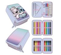 Cerdá Estuche Life's Little Moments Stitch – 3 compartimentos, cremallera, lila