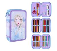 CERDÁ Life'S Little Moments - Estuche Escolar 3 Compartimentos Niña de Elsa Frozen | Incluye Todo el Material Escolar Necesario para Preescolar y Primaria - Licencia Oficial Disney
