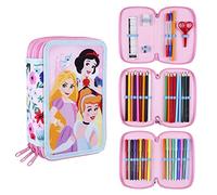 CERDÁ LIFE'S LITTLE MOMENTS - Estuche Escolar 3 Compartimentos Niña de Princesas Disney | Incluye Todo el Material Escolar Necesario para Preescolar y Primaria - Licencia Oficial Disney