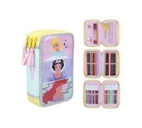 CERDÁ LIFE'S LITTLE MOMENTS - Estuche Escolar 3 Compartimentos Niña de Princesas Disney | Incluye Todo el Material Escolar Necesario para Preescolar y Primaria - Licencia Oficial Disney