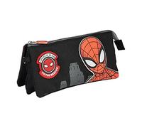 CERDÁ LIFE'S LITTLE MOMENTS - Estuche Escolar 3 Compartimentos Niño de Spiderman, Podrá Llevar Todo el Material Escolar Necesario para Primaria - Licencia Oficial Marvel, Negro, 2100003840