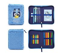 CERDÁ LIFE'S LITTLE MOMENTS Estuche Escolar Bluey 2 Compartimentos | Incluye Rotuladores, Ceras de Colores, Regla, Bloc de Notas y Accesorios Escolares, Estuche Bluey Niña Niño Colegio