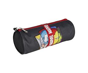 CERDÁ LIFE'S LITTLE MOMENTS - Estuche Escolar Redondo de Niño de The Avengers [Capitan America Hulk Thor e Iron Man] Portatodo con Apertura de Cremallera - Licencia Oficial Marvel, Negro, 2100003835
