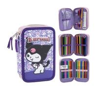 CERDÁ LIFE'S LITTLE MOMENTS Estuche para niños de 3 niveles lleno de papelería, organizador de 3 compartimentos con 3 cremalleras y suministros escolares, lápices de colores y marcadores, estuche