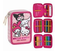 CERDÁ LIFE'S LITTLE MOMENTS Estuche para niños de 3 niveles lleno de papelería, organizador de 3 compartimentos con 3 cremalleras y suministros escolares, lápices de colores y marcadores, estuche