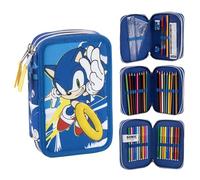 CERDÁ Life'S Little Moments Estuche Sonic con 3 Compartimentos con Cremallera Rellenos de papelería para Escuela, Arte y Viajes