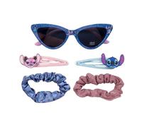 CERDÁ LIFE'S LITTLE MOMENTS, Gafas de Sol Niña Stitch con Set de Accesorios para el Pelo, Incluye 2 Coleteros y 2 Ganchitos, Kit de Belleza Infantil y Regalo Original para Niñas, Azul Disney