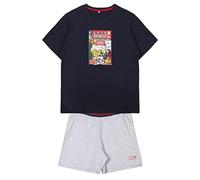 CERDÁ LIFE'S LITTLE MOMENTS Hombre Algodon 100% de 2 Piezas [ Camiseta + Pantalon Pijama Licencia Oficial Marvel, Azul Marino, XXL