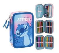 CERDÁ Life'S Little Moments Lilo & Stitch - Estuche con 2 Compartimentos con Cremallera Rellenos de papelería para Escuela, Arte y Viajes