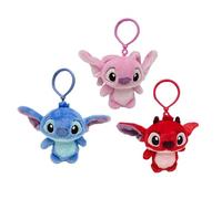 CERDÁ Life'S Little Moments - Llavero de Peluche Disney Stitch, Angel y Leroy con Gancho de Plástico - Accesorio Infantil para Mochilas, Bolsos y Estuches - Suave, Ligero y Licencia Oficial