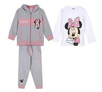 CERDÁ LIFE'S LITTLE MOMENTS Minnie Mouse 3 Piezas-Conjunto de Sudadera, Pantalon de Chandal y Camiseta Manga Larga-Licencia Oficial, Gris, Regular para Niñas