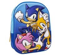 CERDÁ Mochila infantil Sonic 3D - Ergonómica, cremallera y asas ajustables - Licencia oficial Marvel