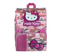CERDÁ LIFE'S LITTLE MOMENTS Mochila extensible Hello Kitty Cerdà | Licencia Oficial Sanrio | 20-30L | Escuela Infantil Primaria y Mediana | Camuflaje Rosa con parches de peluche y bandas