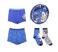 CERDÁ LIFE'S LITTLE MOMENTS Niños Pack Boxer y Calcetines Sonic Licencia Oficial Sega, Multicolor, Regular, 10 años