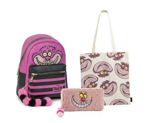 CERDÁ LIFE'S LITTLE MOMENTS Pack Escolar Vuelta al Cole Cheshire Alicia en el País de las Maravillas - Mochila Casual + Cartera + Bolsa Shopping