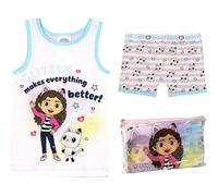 CERDÁ LIFE'S LITTLE MOMENTS Pack Pijama Corto de Tirantes y Neceser de Gabby's Dollhouse - Color Blanco, Rosa y Azul - Talla 3 Años - 100% Algodón de 145gsm - Producto Original Diseñado en España