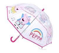 CERDÁ LIFE'S LITTLE MOMENTS Paraguas Color Rosa de Niña de Peppa Pig Apertura Manual con Mecanismo Antiviento y Proteccion para Mayor Seguridad Licencia Oficial Nickelodeon,Transparente,2400000657