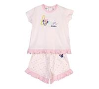 CERDÁ LIFE'S LITTLE MOMENTS Parte Superior Bebe Minnie Mouse Algodon 100% de 2 Piezas [ Camiseta + Pantalon Pijama Niña ] -Licencia Oficial Disney, Rosa, 6 Meses para Niñas