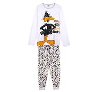 CERDÁ LIFE'S LITTLE MOMENTS Pijama Familiar a Juego de Invierno Pato Lucas 100% de Algodón con Camiseta Manga Pantalon Largo, Blanco, L para Hombre, 2900000194_T4L-C53