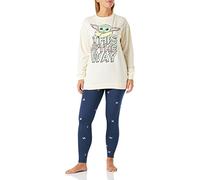 CERDÁ LIFE'S LITTLE MOMENTS Pijama Mujer Invierno de Baby Yoda [ The Mandalorian ] 100% de Algodón con Camiseta Manga Pantalon Largo Juego, Blanco, M, 2900000347_T3M-C76