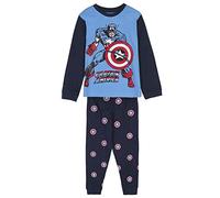 CERDÁ Life'S Little Moments Pijama Niño Invierno de Capitan America 100% de Algodón con Camiseta Manga Pantalon Largo-Licencia Oficial Juego, Azul, 4 años para Niños, 2900000108_T04A-C56