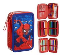CERDÁ LIFE'S LITTLE MOMENTS Plumier con Accesorios Giotto Spiderman con Rotuladores, Bolígrafos Y Lápices | Estuche Triple Infantil con Diseño Marvel