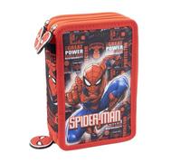 CERDÁ LIFE'S LITTLE MOMENTS Plumier - Estuche de 3 cremalleras con 3 cremalleras y rotuladores, para niños y niñas, Negro Y Rojo Marvel 704438, Marvel Spider-Man