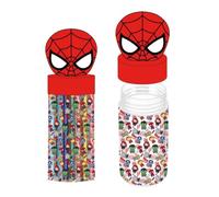 CERDÁ LIFE'S LITTLE MOMENTS Portalápices Marvel Spiderman | Portalápices Marvel Transparente Con Lápices De Colores, Estampado De Superhéroes Y Tapa Decorativa De Spider-Man.
