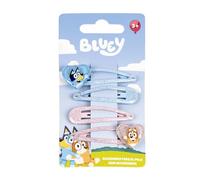 CERDÁ LIFE'S LITTLE MOMENTS - Set Bluey & Bingo de 4 Ganchos de Pelo con Glitter - Clips Metálicos Snap para Niñas con Glitter de color Rosa y Azul - Accesorios para el pelo con licencia oficial