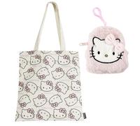 CERDÁ LIFE'S LITTLE MOMENTS Set Bolsa Shopping Blanco/Negro y Monedero Peluche Hello Kitty - Para Fans de la Gatita Sanrio