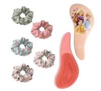 CERDÁ LIFE'S LITTLE MOMENTS Set De Accesorios Para El Pelo Princesas, Contiene Cepillo Desenredante Y 5 Coleteros De Tela, Perfecto Para Peinados