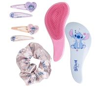 CERDÁ LIFE'S LITTLE MOMENTS Set De Accesorios Para El Pelo Stitch, Contiene Cepillo Desenredante, 4 Horquillas Y 1 Coletero De Tela