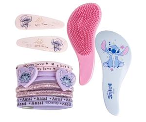 CERDÁ LIFE'S LITTLE MOMENTS Set De Accesorios Para El Pelo Stitch, Contiene Cepillo Desenredante, 4 Horquillas Y 8 Coleteros