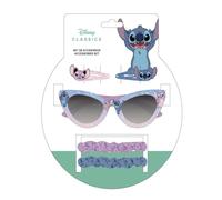 ARTESANÍA CERDÁ – Set belleza infantil Stitch, azul y rosa, gafas de sol, 2 coleteros y 2 pinzas