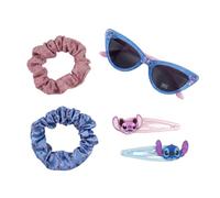 CERDÁ LIFE'S LITTLE MOMENTS Set de Belleza Infantil Stitch Azul y Rosa - Gafas de Sol UV400, 2 Coleteros y 2 Pinzas para el Pelo, Accesorios Capilares Niña, Producto Oficial Disney