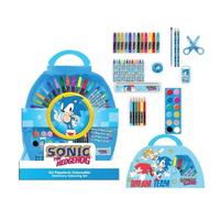 CERDÁ LIFE'S LITTLE MOMENTS Set De Papelería Sonic | Set Creativo Sonic De 50 Piezas Con Maletín, Rotuladores, Ceras, Lápices, Acuarelas y Accesorios Para Dibujar.