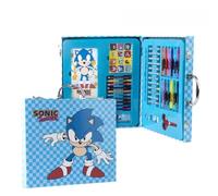CERDÁ LIFE'S LITTLE MOMENTS Set De Papelería Sonic | Set Creativo Sonic De 50 Piezas Con Maletín, Rotuladores, Ceras, Lápices, Acuarelas y Accesorios Para Dibujar.
