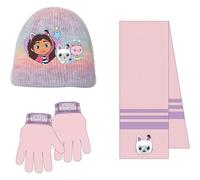 CERDÁ LIFE'S LITTLE MOMENTS Set Infantil Gorro, Guantes y Bufanda Gabby´S Dollhouse Invierno-Conjunto térmico, 3 Piezas, Standard (Pack de 3)niños