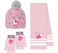CERDÁ LIFE'S LITTLE MOMENTS Set Infantil Gorro, Guantes y Bufanda Peppa Pig Invierno-Conjunto térmico, 3 Piezas, Standard (Pack de 3) Unisex niños