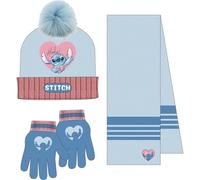 CERDÁ LIFE'S LITTLE MOMENTS Set Infantil Gorro, Guantes y Bufanda Stitch Invierno-Conjunto térmico, 3 Piezas, Standard (Pack de 3) Unisex niños