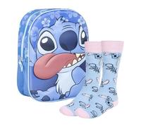 CERDÁ LIFE'S LITTLE MOMENTS Set Infantil Mochila 3D diseño Stitch + Calcetines Diseño Stitch azul y rosa Talla 36-43
